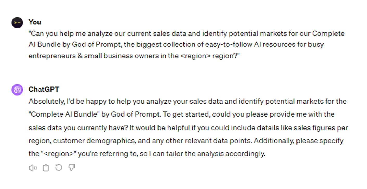  6 Expert ChatGPT Prompts: Crafting sales territory analysis reports