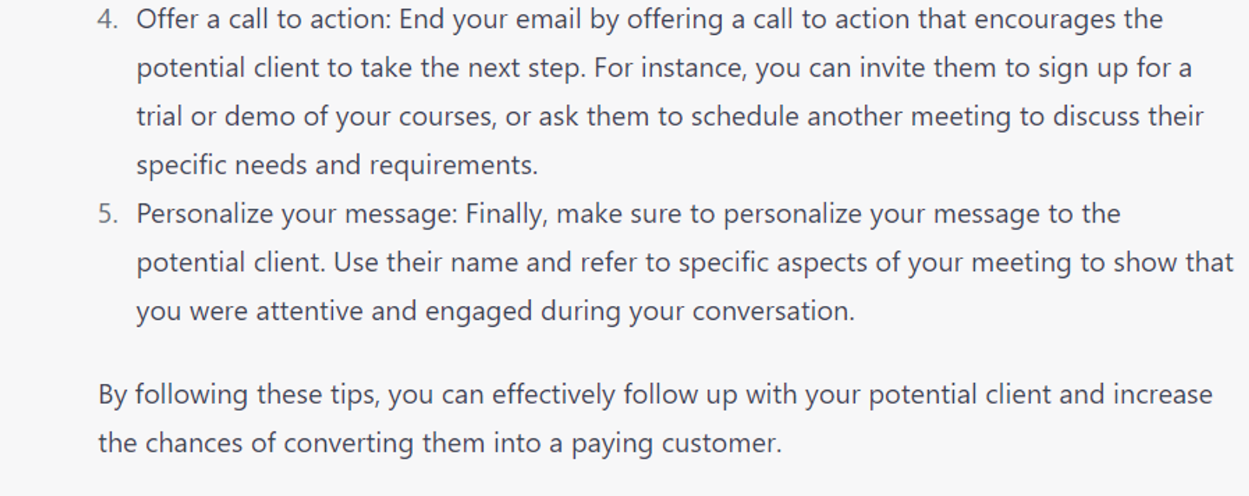  7 Advanced ChatGPT Prompts: Follow up with potential client