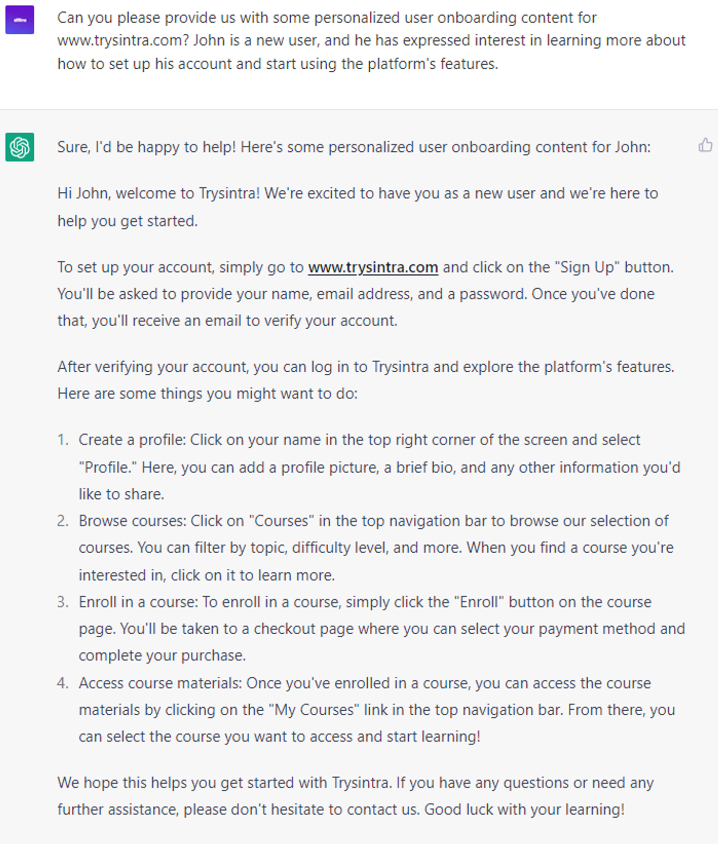  6 Advanced ChatGPT Prompts: Generating user onboarding content