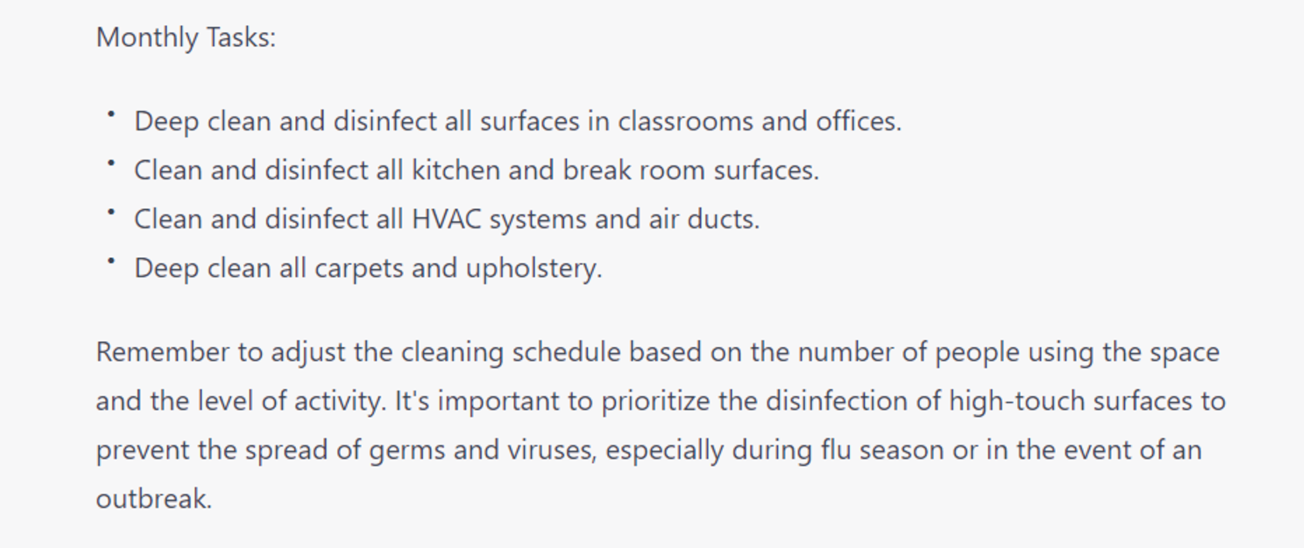  7 Proven ChatGPT Prompts: Provide cleaning schedules