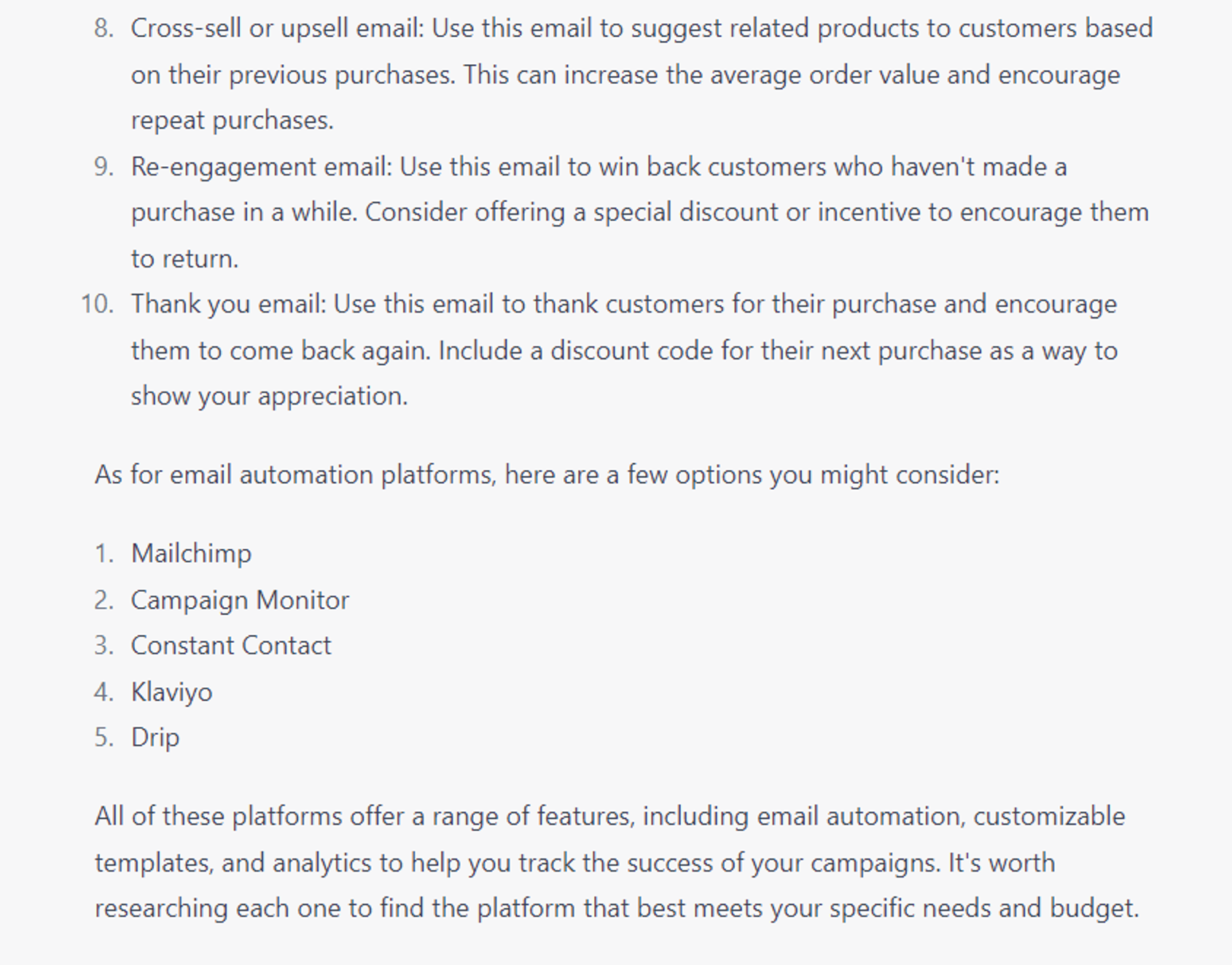  7 Advanced ChatGPT Prompts: Set up e-commerce email marketing