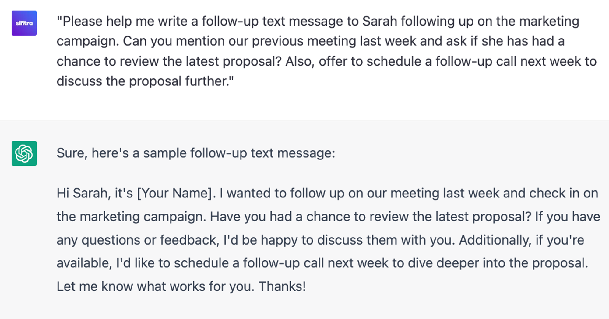  6 Expert ChatGPT Prompts: Writing follow-up text messages