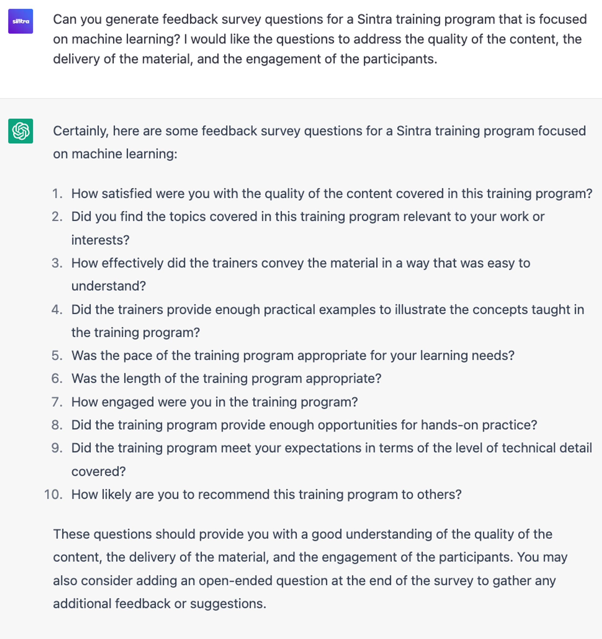 6 Proven ChatGPT Prompts: Writing training feedback surveys