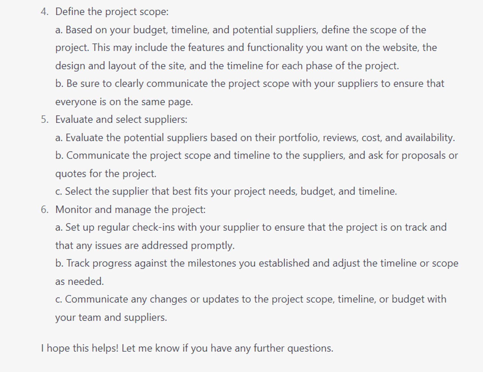  7 Strategic ChatGPT Prompts: Develop project procurement plan.