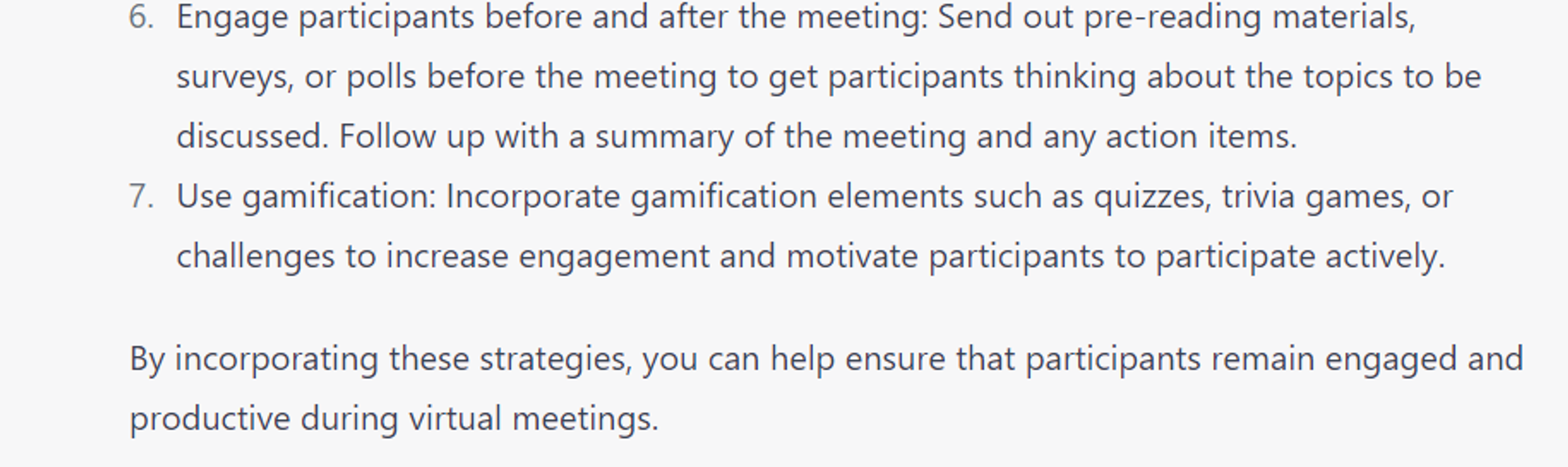  7 Innovative ChatGPT Prompts: Suggest virtual meeting etiquette