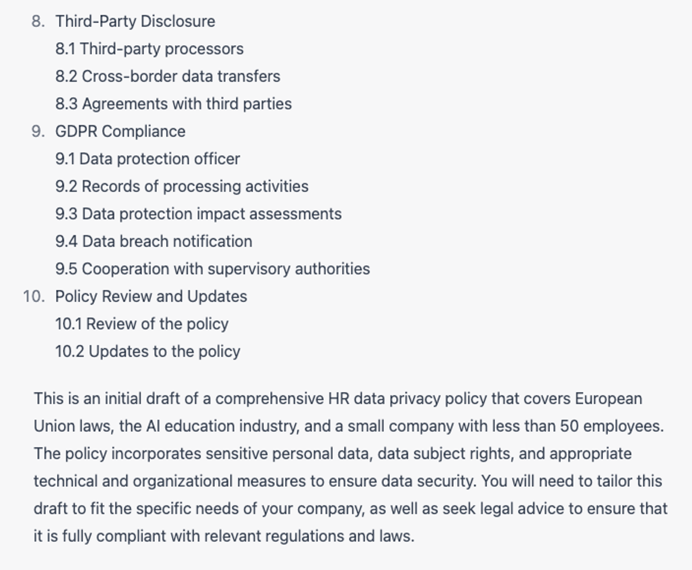  7 Proven ChatGPT Prompts: Writing HR data privacy policies