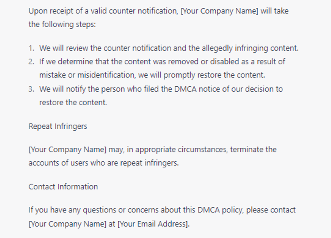  8 Proven ChatGPT Prompts: Write website DMCA policy