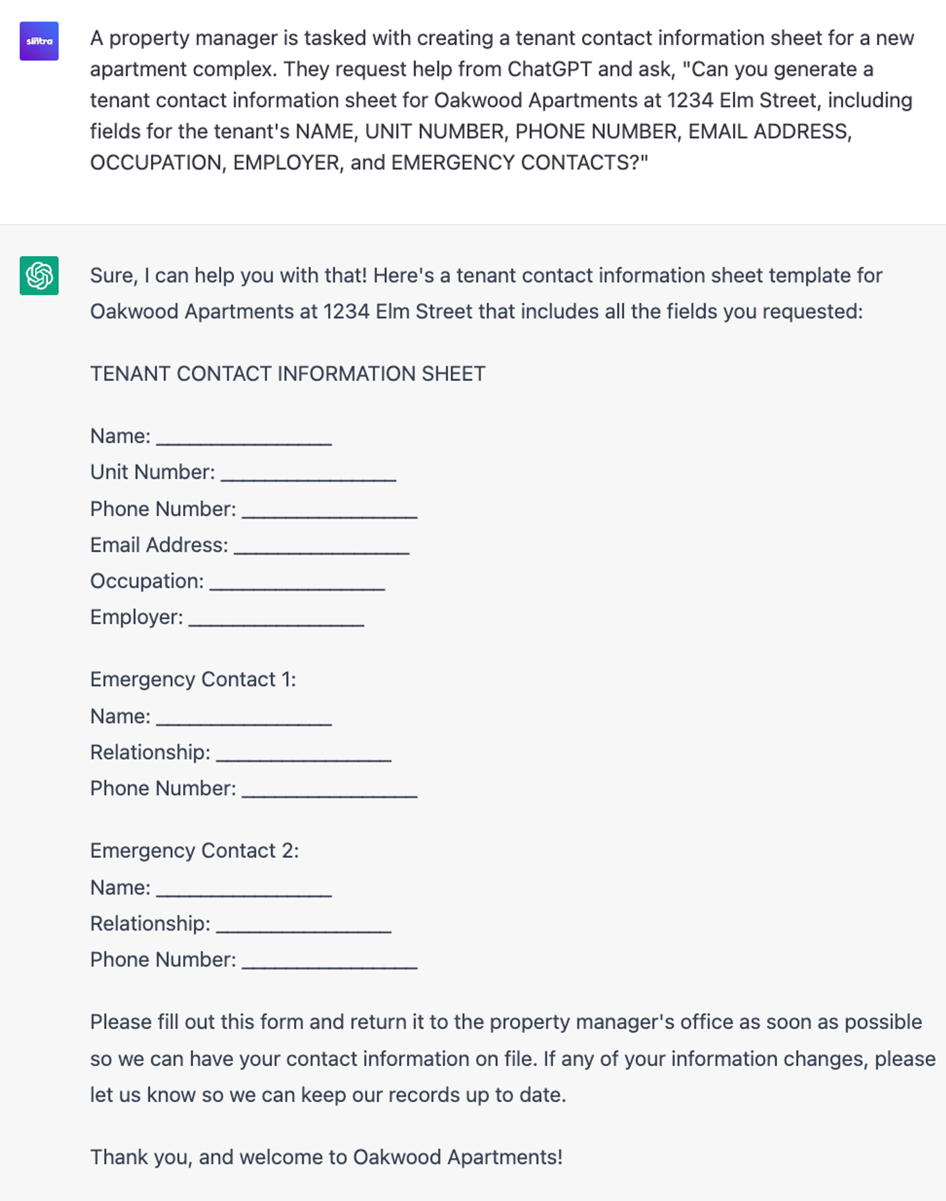  6 Expert ChatGPT Prompts: Writing tenant contact information sheets