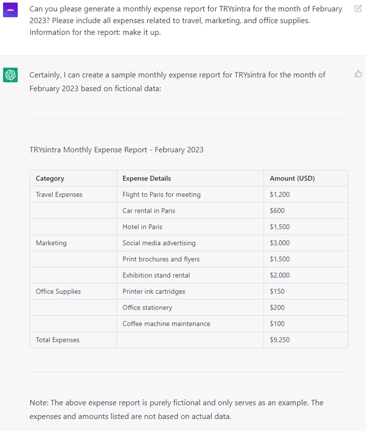  6 Advanced ChatGPT Prompts: Generating monthly expense reports