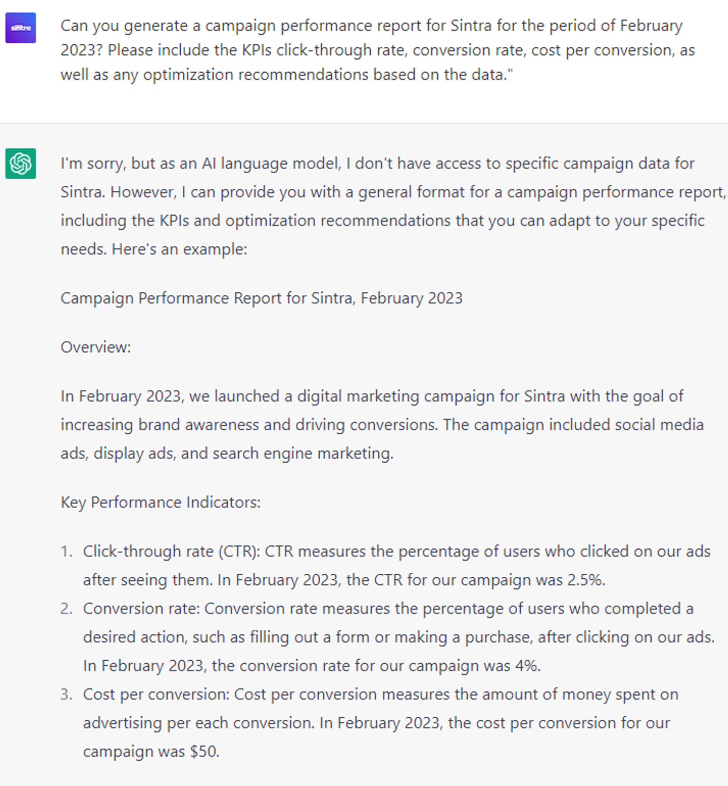  6 Advanced ChatGPT Prompts: Generate campaign performance report