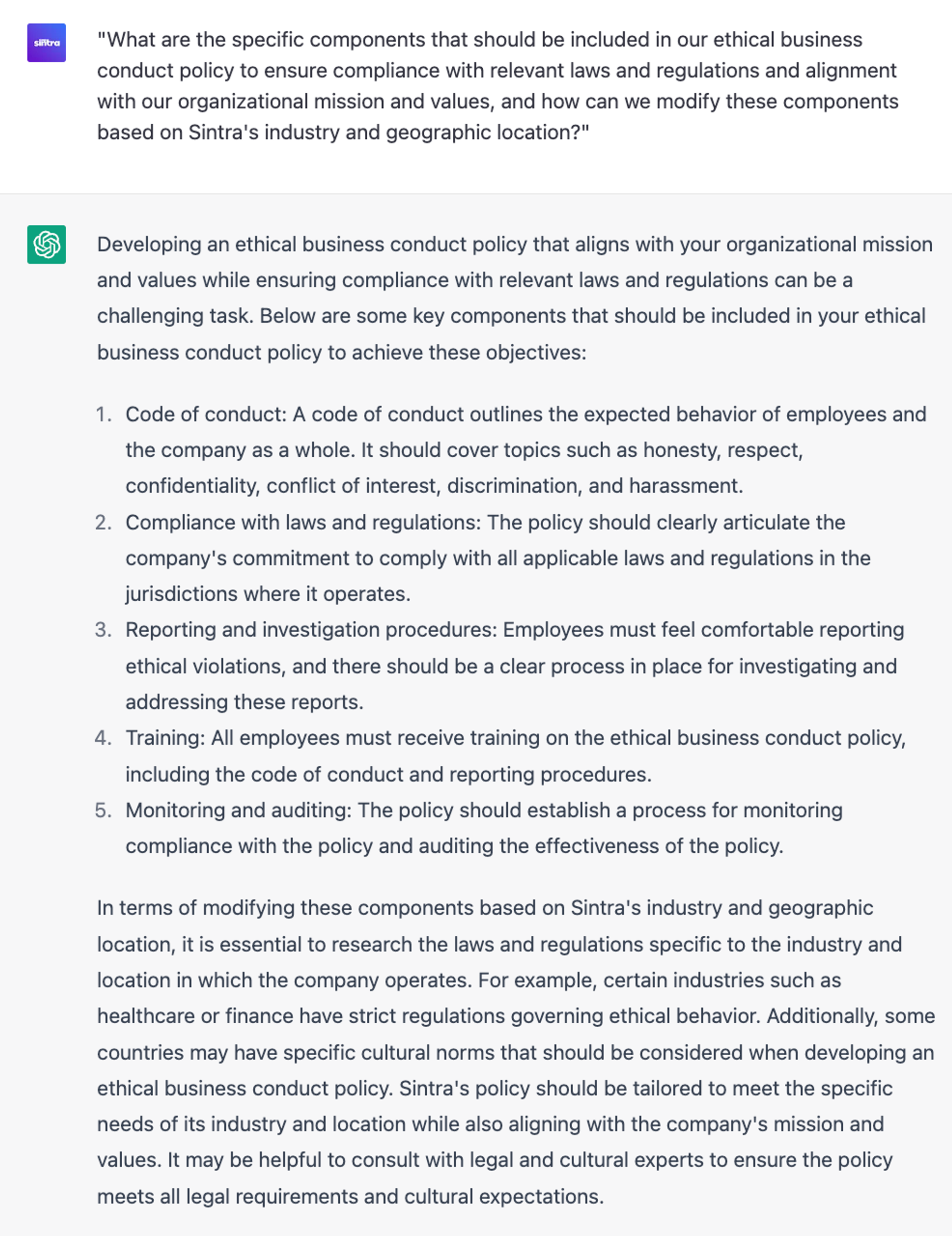 6 Strategic ChatGPT Prompts: Developing ethical business conduct policies